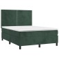 vidaXL Letto a Molle con Materasso e LED Verde Scuro 140x200cm Velluto vidaXL Letto a Molle con Materasso e LED Verde Scuro 140x200cm Velluto
