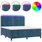 vidaXL Letto a Molle con Materasso e LED Blu Scuro 160x200 cm vidaXL Letto a Molle con Materasso e LED Blu Scuro 160x200 cm