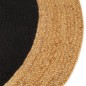 Tappeto Intrecciato Nero e Naturale 180cm Juta e Cotone Rotondo Tappeto Intrecciato Nero e Naturale 180cm Juta e Cotone Rotondo