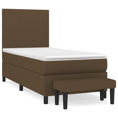 vidaXL Giroletto a Molle con Materasso Marrone Scuro 90x190cm Tessuto