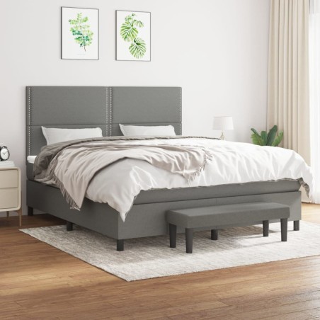 vidaXL Giroletto a Molle con Materasso Grigio Scuro 160x200 cm Tessuto