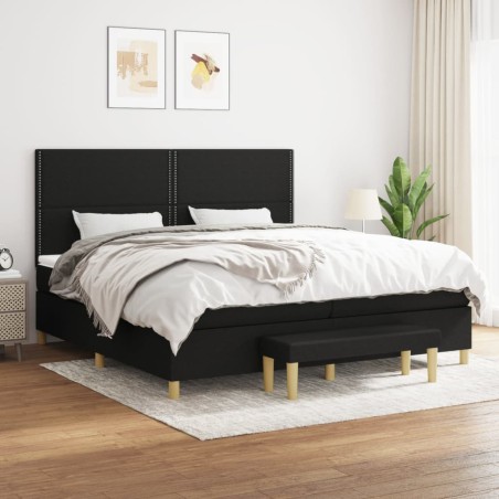 vidaXL Giroletto a Molle con Materasso Nero 200x200 cm in Tessuto