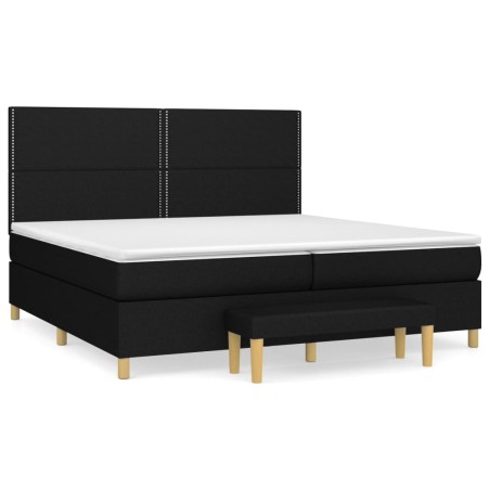 vidaXL Giroletto a Molle con Materasso Nero 200x200 cm in Tessuto