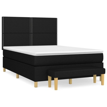 vidaXL Giroletto a Molle con Materasso Nero 140x190 cm in Tessuto