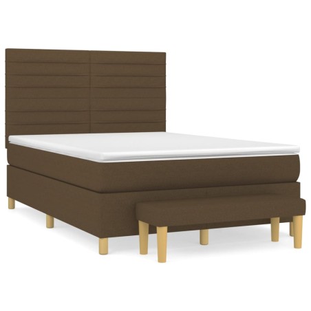 vidaXL Giroletto a Molle con Materasso Marrone Scuro 140x190cm Tessuto