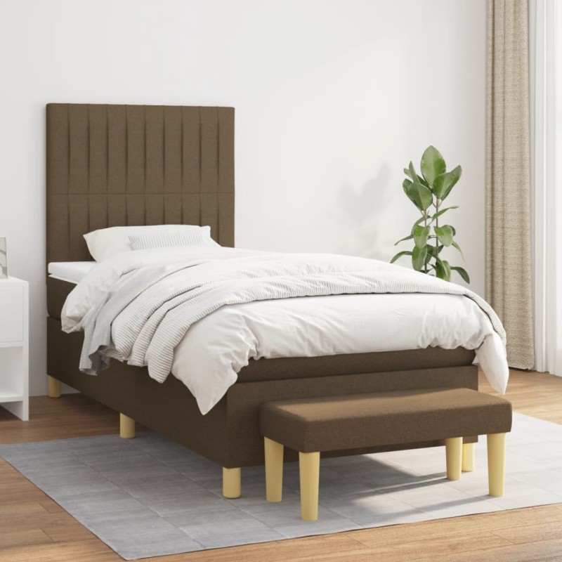 vidaXL Giroletto a Molle con Materasso Marrone Scuro 80x200 cm Tessuto