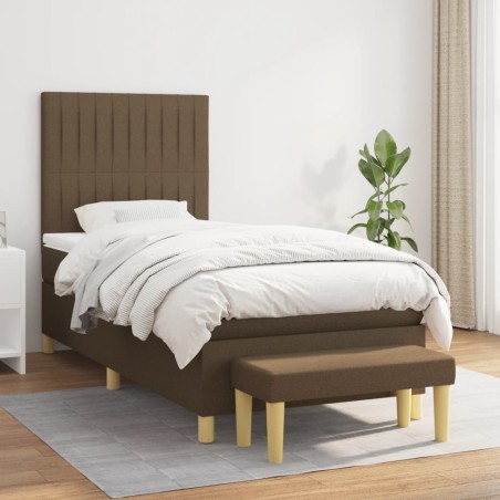 vidaXL Giroletto a Molle con Materasso Marrone Scuro 80x200 cm Tessuto