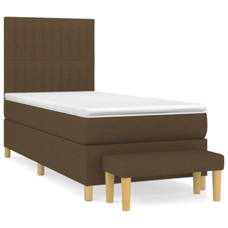 vidaXL Giroletto a Molle con Materasso Marrone Scuro 80x200 cm Tessuto