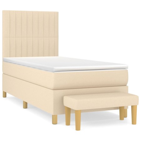 vidaXL Giroletto a Molle con Materasso Crema 100x200 cm in Tessuto