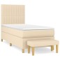 vidaXL Giroletto a Molle con Materasso Crema 100x200 cm in Tessuto