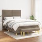 vidaXL Giroletto a Molle con Materasso Tortora 140x200 cm in Tessuto