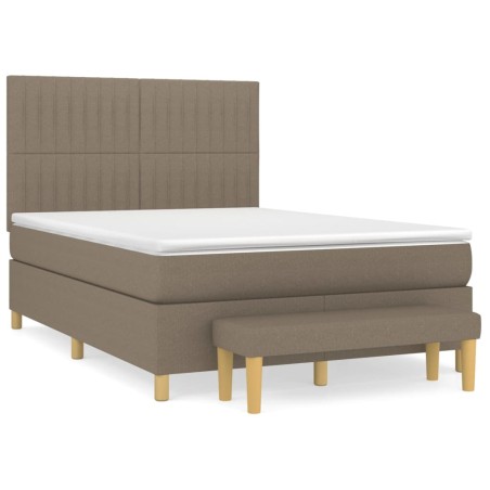 vidaXL Giroletto a Molle con Materasso Tortora 140x200 cm in Tessuto