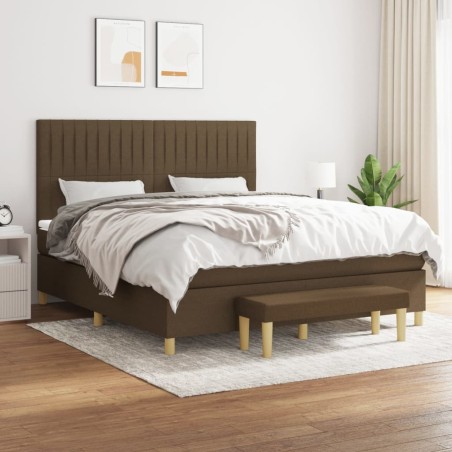 vidaXL Giroletto a Molle con Materasso Marrone Scuro 160x200cm Tessuto