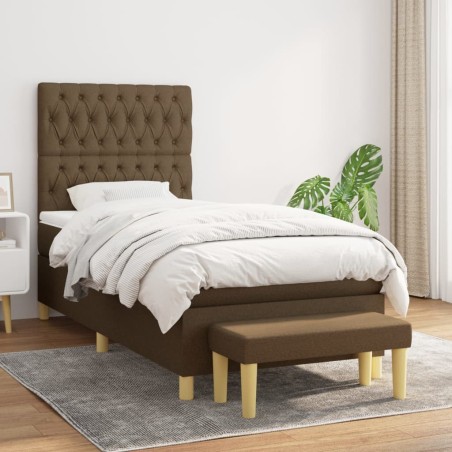 vidaXL Giroletto a Molle con Materasso Marrone Scuro 90x200 cm Tessuto