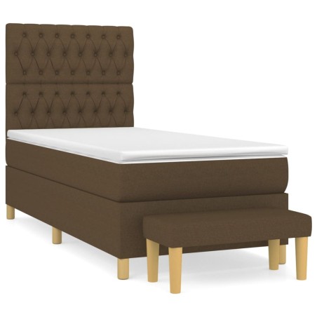 vidaXL Giroletto a Molle con Materasso Marrone Scuro 90x200 cm Tessuto
