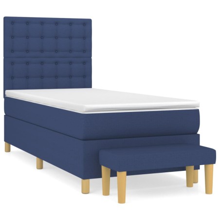 vidaXL Giroletto a Molle con Materasso Blu 100x200 cm in Tessuto