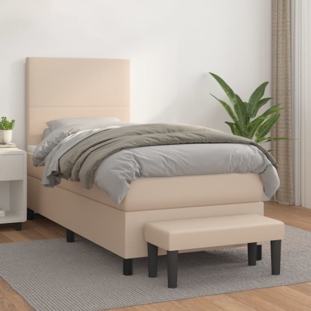 vidaXL Giroletto a Molle con Materasso Cappuccino 90x190 cm Similpelle