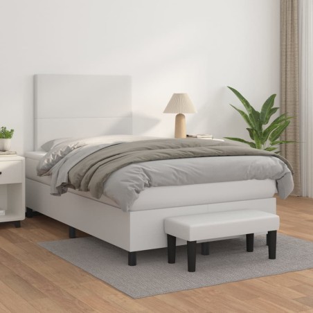 vidaXL Giroletto a Molle con Materasso Bianco 120x200 cm in Similpelle