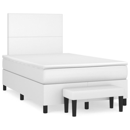 vidaXL Giroletto a Molle con Materasso Bianco 120x200 cm in Similpelle
