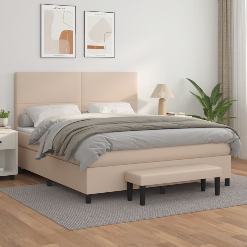 vidaXL Giroletto a Molle con Materasso Cappuccino 180x200cm Similpelle