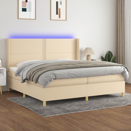 vidaXL Letto a Molle Materasso e LED bianco 200x200cm in Tessuto