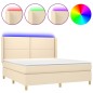 vidaXL Letto a Molle con Materasso e LED Crema 180x200 cm in Tessuto vidaXL Letto a Molle con Materasso e LED Crema 180x200 cm in Tessuto