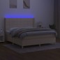 vidaXL Letto a Molle con Materasso e LED Crema 180x200 cm in Tessuto vidaXL Letto a Molle con Materasso e LED Crema 180x200 cm in Tessuto