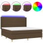vidaXL Letto a Molle Materasso e LED Marrone Scuro 160x200 cm Tessuto vidaXL Letto a Molle Materasso e LED Marrone Scuro 160x200 cm Tessuto