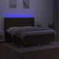 vidaXL Letto a Molle Materasso e LED Marrone Scuro 160x200 cm Tessuto vidaXL Letto a Molle Materasso e LED Marrone Scuro 160x200 cm Tessuto