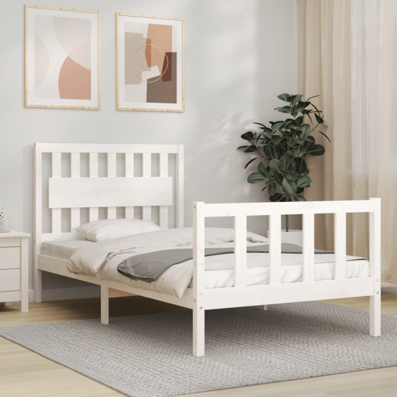 vidaXL Giroletto senza Materasso Bianco 100x200 cm Legno Massello Pino vidaXL Giroletto senza Materasso Bianco 100x200 cm Legno Massello Pino