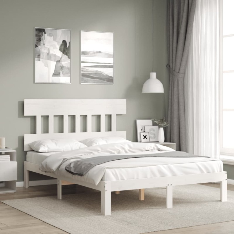 vidaXL Letto senza Materasso Bianco 140x190 cm Legno Massello di Pino vidaXL Letto senza Materasso Bianco 140x190 cm Legno Massello di Pino