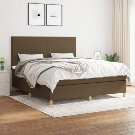 vidaXL Giroletto a Molle con Materasso Marrone Scuro 180x200cm Tessuto