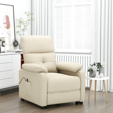 vidaXL Poltrona Elettrica Reclinabile Crema in Tessuto