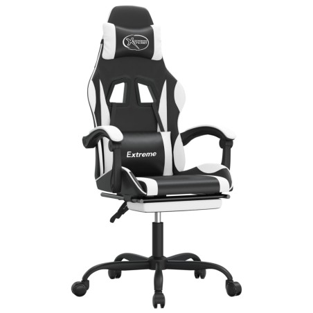 vidaXL Sedia da Gaming con Poggiapiedi Nero e Bianco in Similpelle