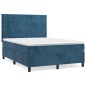 vidaXL Giroletto a Molle con Materasso Blu Scuro 140x200 cm in Velluto