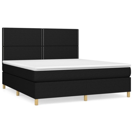 vidaXL Giroletto a Molle con Materasso Nero 160x200 cm in Tessuto
