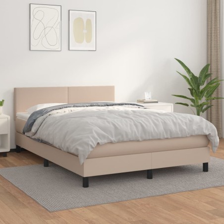 vidaXL Giroletto a Molle con Materasso Cappuccino 140x190cm Similpelle