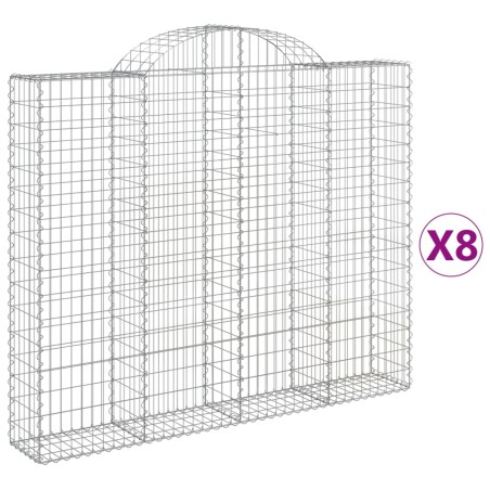 vidaXL Cesti Gabbioni ad Arco 8 pz 200x30x160/180 cm Ferro Zincato