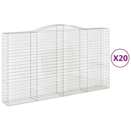 vidaXL Cesti Gabbioni ad Arco 20 pz 400x50x220/240 cm Ferro Zincato