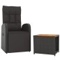 vidaXL Set Mobili Giardino 2pz Nero Polyrattan e Legno Massello Acacia