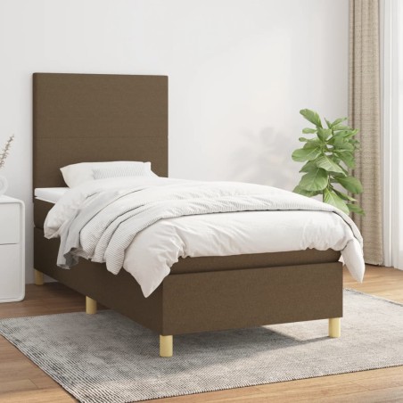 vidaXL Giroletto a Molle con Materasso Marrone Scuro 100x200cm Tessuto
