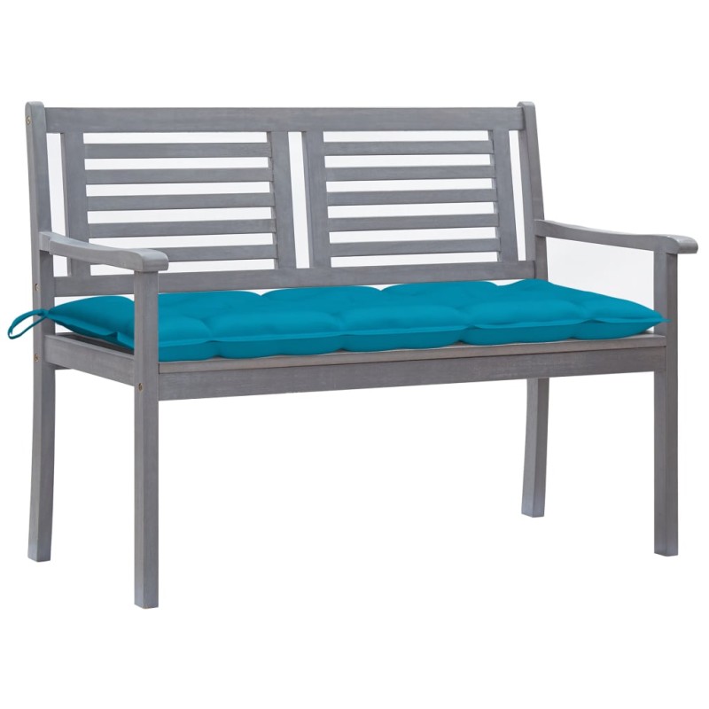 vidaXL Panca da Giardino 2 Posti con Cuscino 120cm Grigia in Eucalipto vidaXL Panca da Giardino 2 Posti con Cuscino 120cm Grigia in Eucalipto
