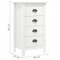 vidaXL Credenza Hill Bianca 46x35x80 cm in Legno Massello di Pino
