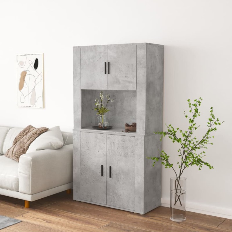 vidaXL Credenza Grigio Cemento in Legno Multistrato vidaXL Credenza Grigio Cemento in Legno Multistrato