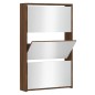 vidaXL Scarpiera con Specchio a 3 Livelli Rovere marrone 63x17x102,5cm vidaXL Scarpiera con Specchio a 3 Livelli Rovere marrone 63x17x102,5cm