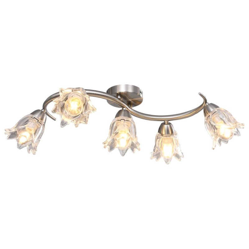 vidaXL Lampadario con Paralumi in Vetro per 5 Lampadine E14 Tulipano