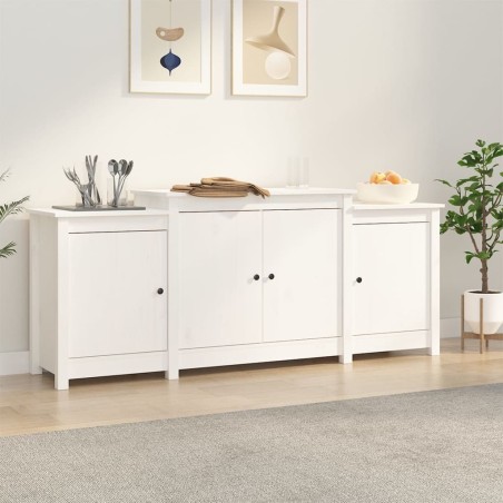 vidaXL Credenza Bianca 164x37x68 cm in Legno Massello di Pino