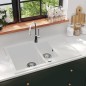 vidaXL Lavello da Cucina in Granito Vasca Doppia Bianco vidaXL Lavello da Cucina in Granito Vasca Doppia Bianco