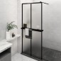 vidaXL Parete Doccia con Mensola Nera 100x195 cm Vetro ESG e Alluminio vidaXL Parete Doccia con Mensola Nera 100x195 cm Vetro ESG e Alluminio