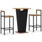 vidaXL Set Bar Giardino 3 pz Nero Polyrattan e Legno Massello Acacia vidaXL Set Bar Giardino 3 pz Nero Polyrattan e Legno Massello Acacia
